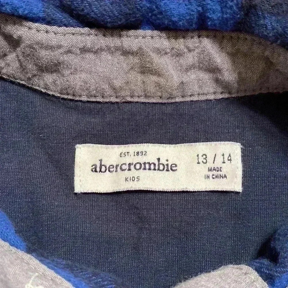 Abercrombie Youth Kids 13/14 Black and Blue Flannel Shirt - Picture 3 of 6